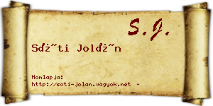 Sóti Jolán névjegykártya